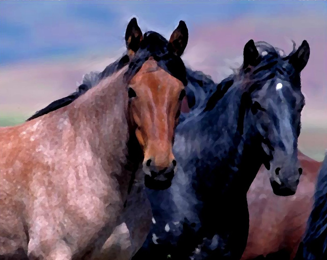 2 Horses Painting Background Image, Wallpaper or Texture free for any web page, desktop, phone