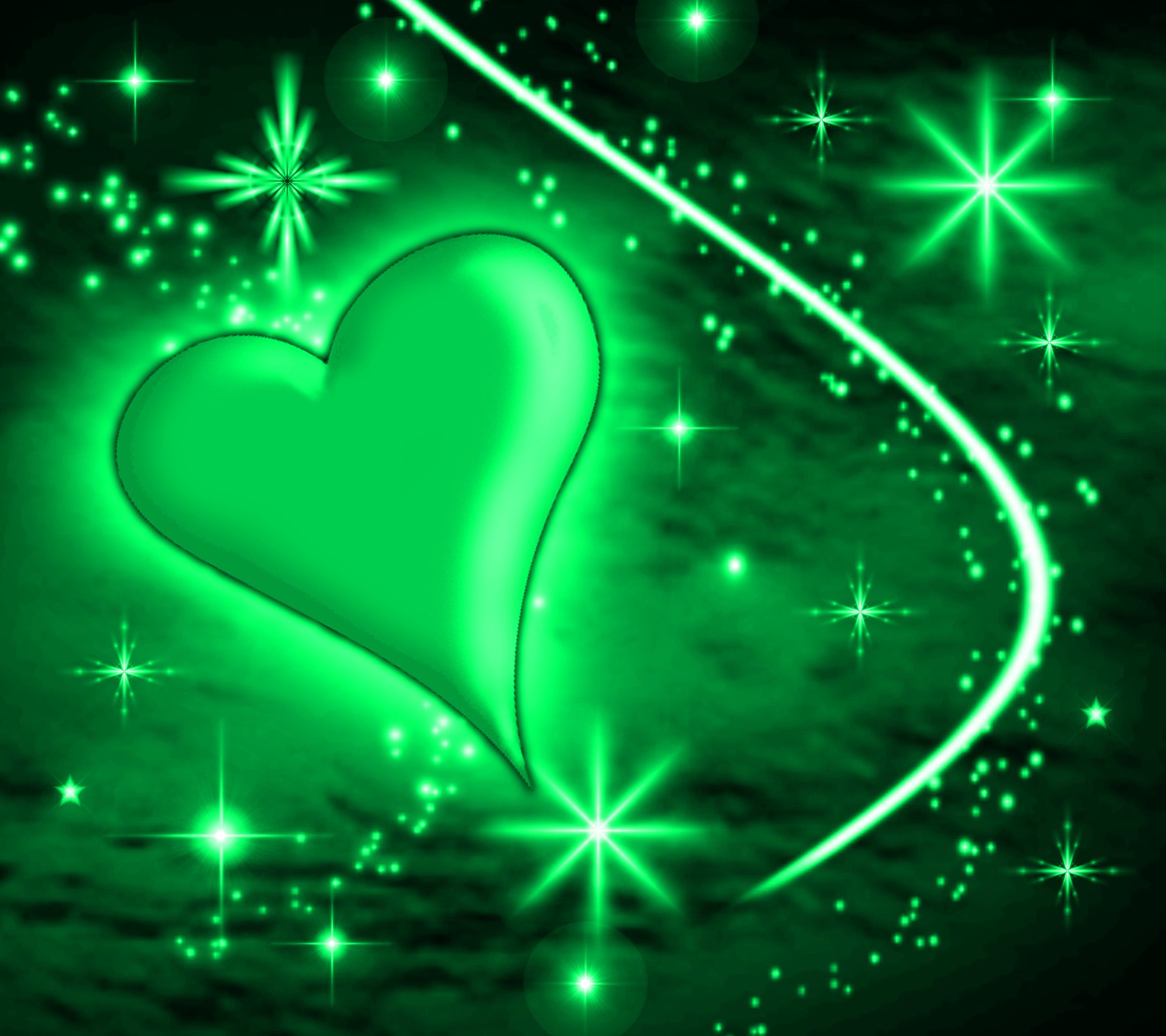 Green Heart With Plasma Stars Background 1800x1600 Background Image