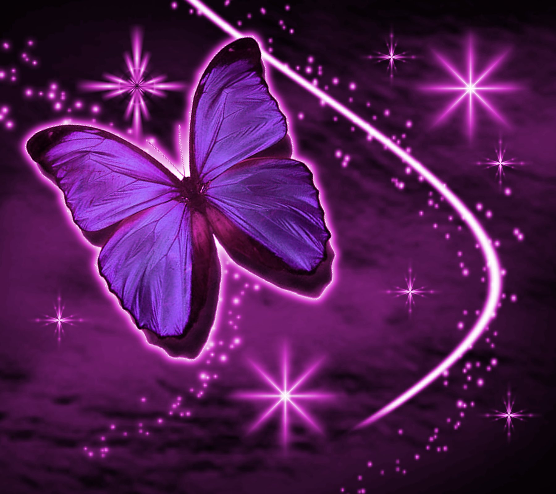 Magenta Butterfly With Stars Background 1800x1600