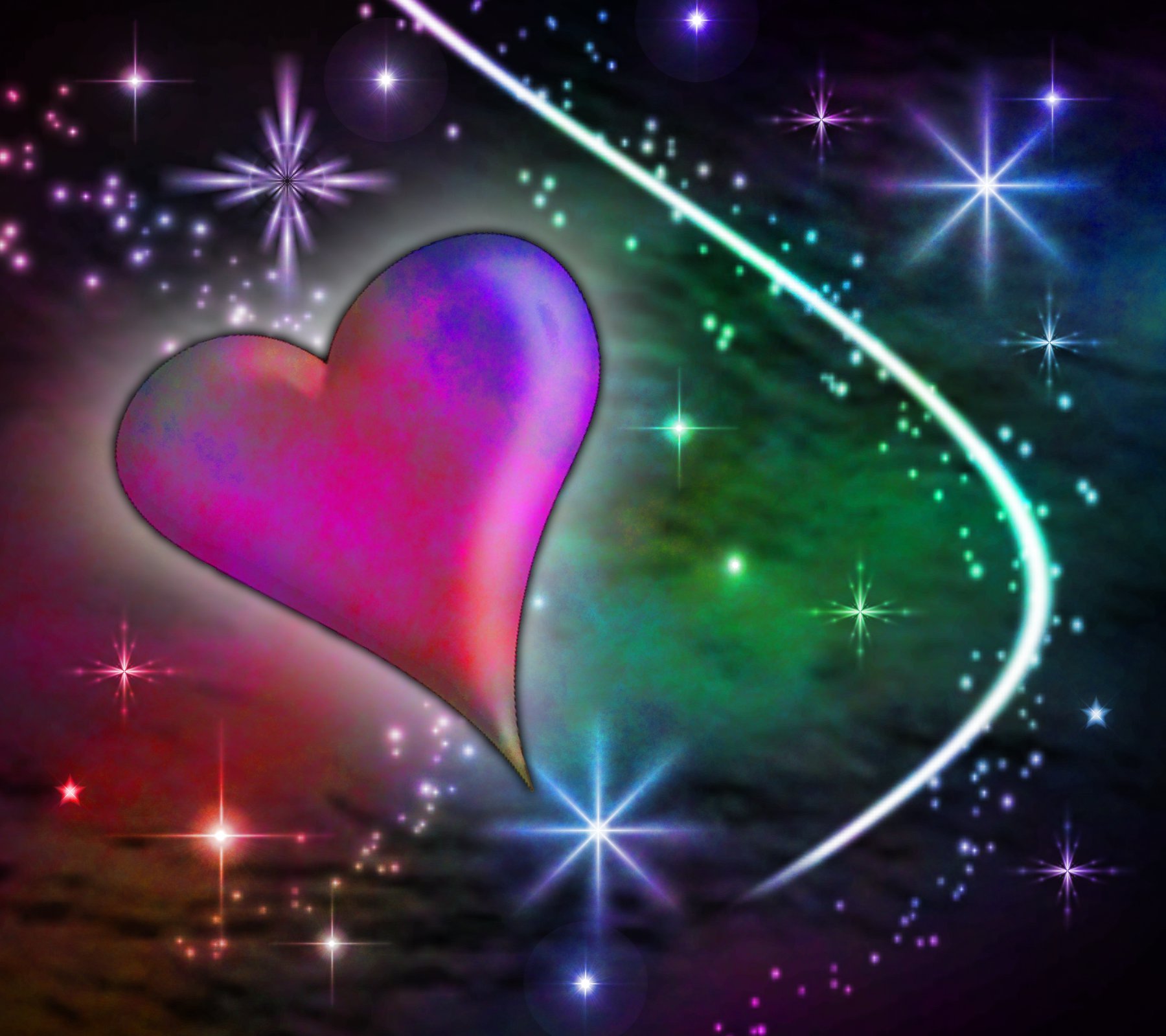 Multi Colored Heart With Plasma Stars Background 1800x1600 Background