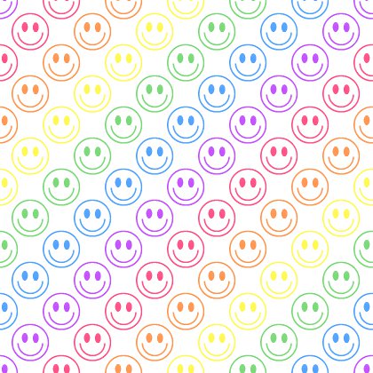 Rainbow Smiley Faces On White Background Seamless Background Image