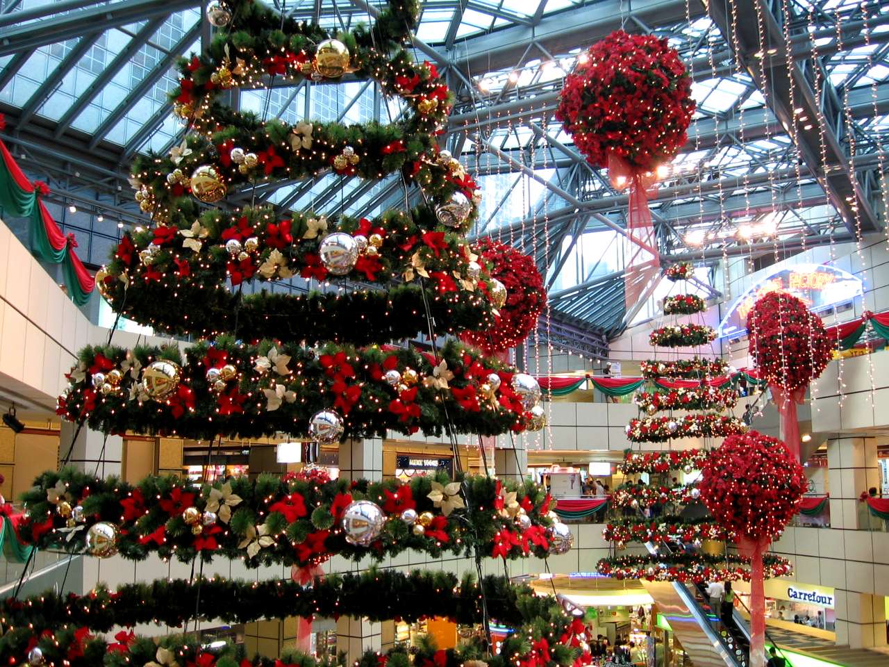 Shopping Mall Christmas Trees Background Image, Wallpaper or Texture